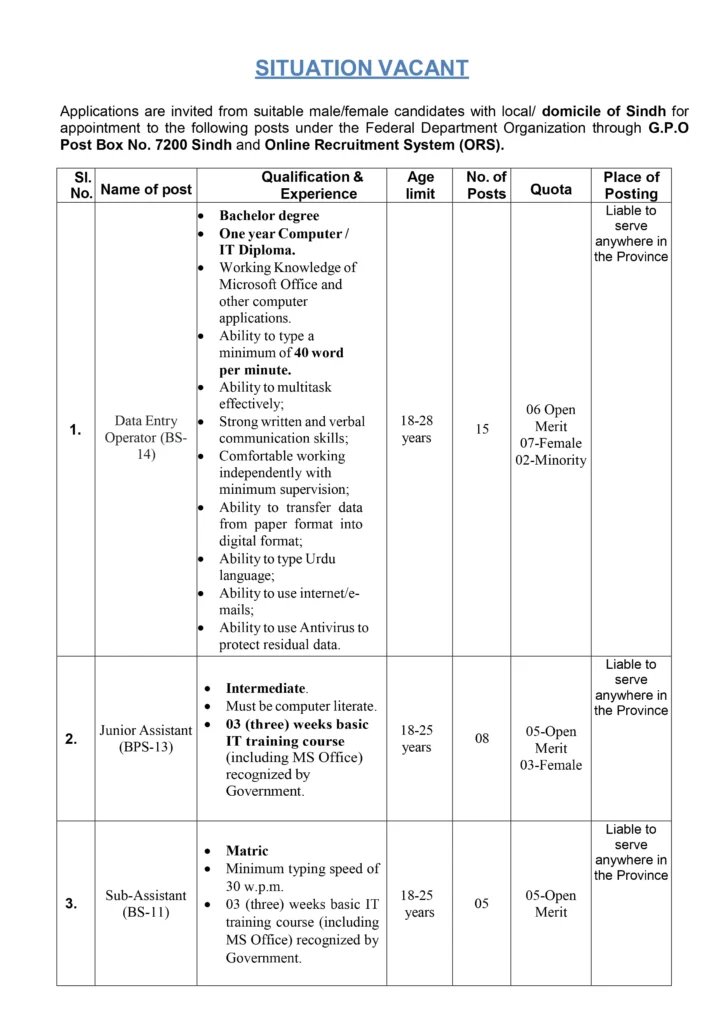 ECP Sindh Office Jobs 2025 Advertisement